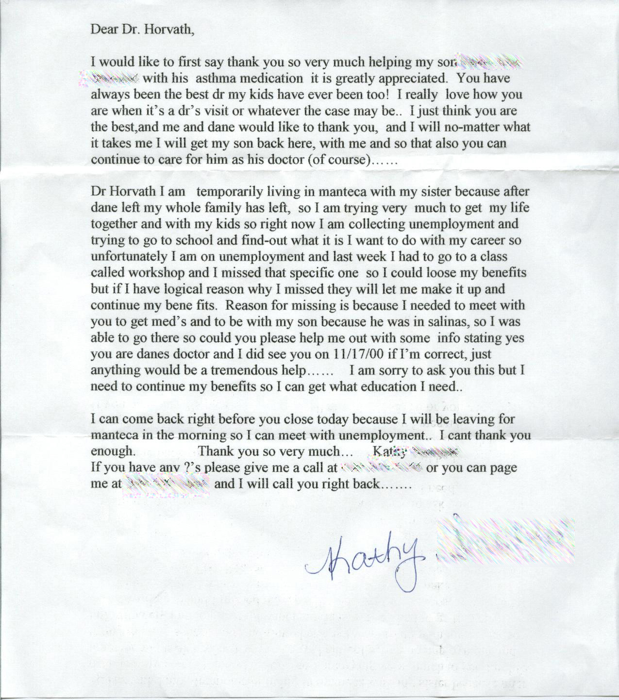 Thank you card from a patient