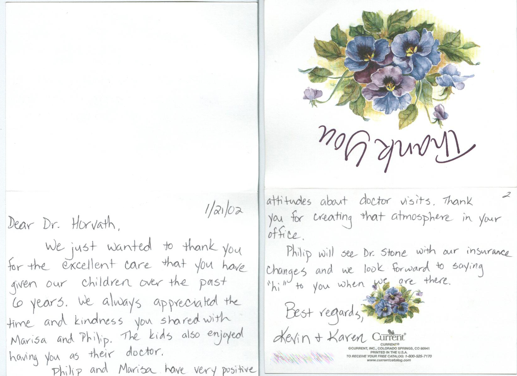 Thank you card from a patient