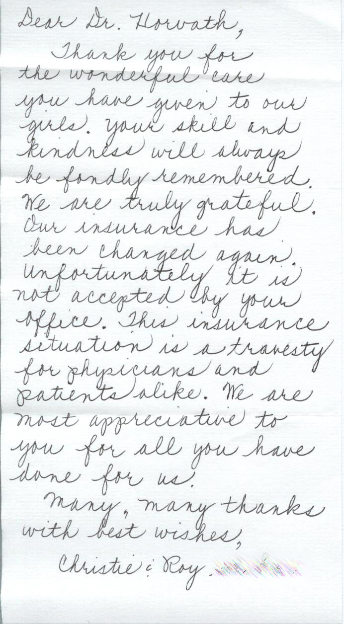 Thank you card from a patient